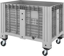 Контейнер 1200х800х913 мм перфорированный серый на колёсах Контейнер 1200х800х913 мм перфорированный серый на колёсах