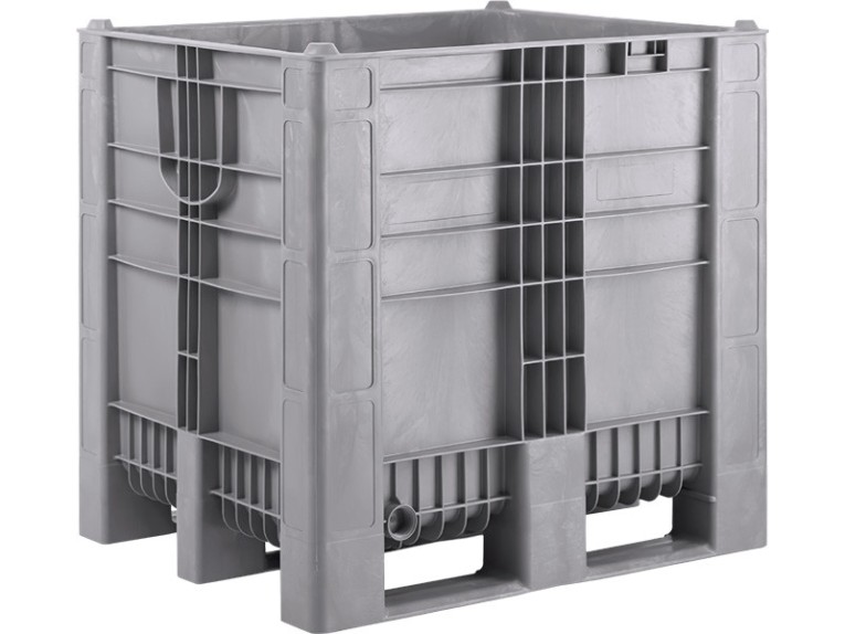 BoxPallet 1200х1000х1140 сплошной, на 3-х полозьях серый купить в Кемерово