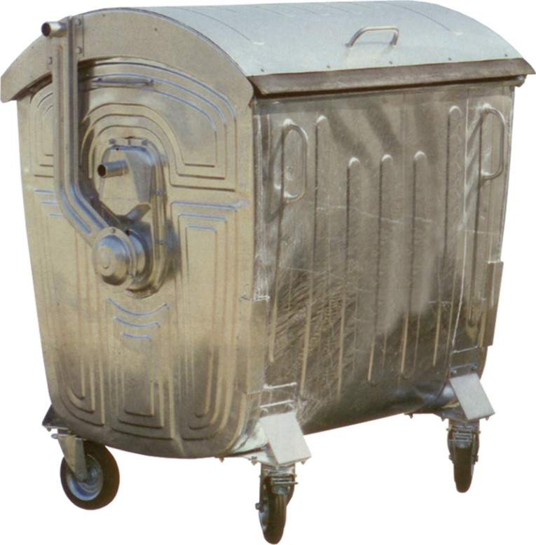 Мусорный контейнер на колёсах (1100 л) оцинкованный купить в Кемерово