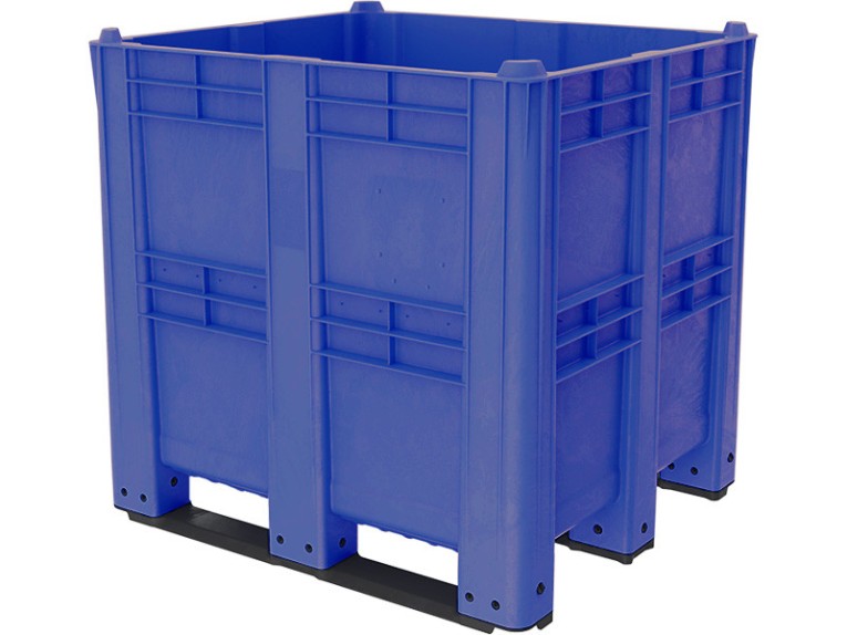 BoxPallet 1300х1150х1250 сплошной, на 3 полозьях синий купить в Кемерово