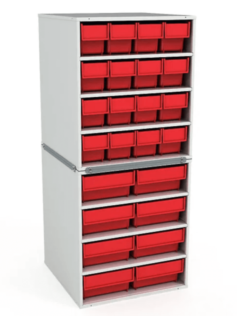 Стационарная кассетница ДиКом (на 2 яруса) с красными ящиками купить в Кемерово Стационарная кассетница ДиКом (на 2 яруса) с красными ящиками купить в Кемерово