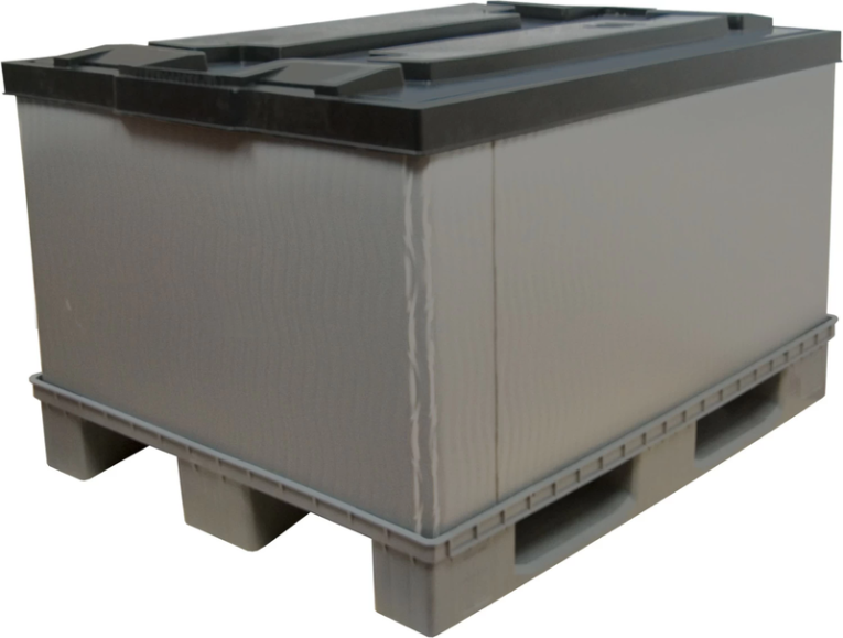 Контейнер 1200х800х860 мм сплошной разборный на п/паллет серый купить в Кемерово Контейнер 1200х800х860 мм сплошной разборный на п/паллет серый купить в Кемерово