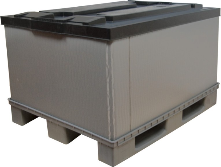 Контейнер 1200х800х860 мм сплошной разборный на п/паллет серый купить в Кемерово Контейнер 1200х800х860 мм сплошной разборный на п/паллет серый купить в Кемерово