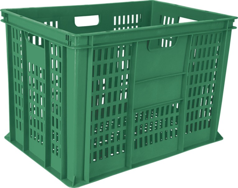 Ящик 600х400х410 перфорированный зеленый купить в Кемерово