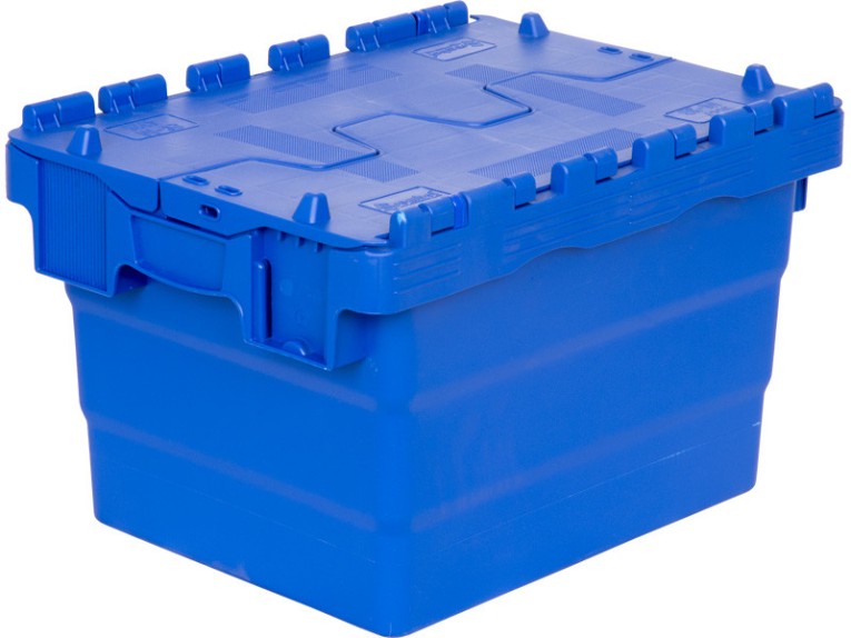 Ящик 400х300х250 сплошной, с крышкой синий купить в Кемерово