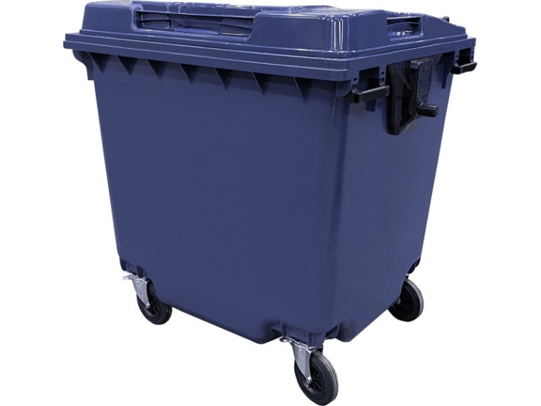 Мусорный контейнер 1 100л. на колёсах цв. синий купить в Кемерово