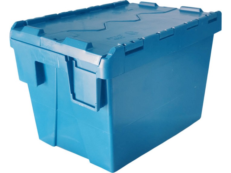 Ящик 400х300х306 сплошной, с крышкой синий купить в Кемерово Ящик 400х300х306 сплошной, с крышкой синий купить в Кемерово