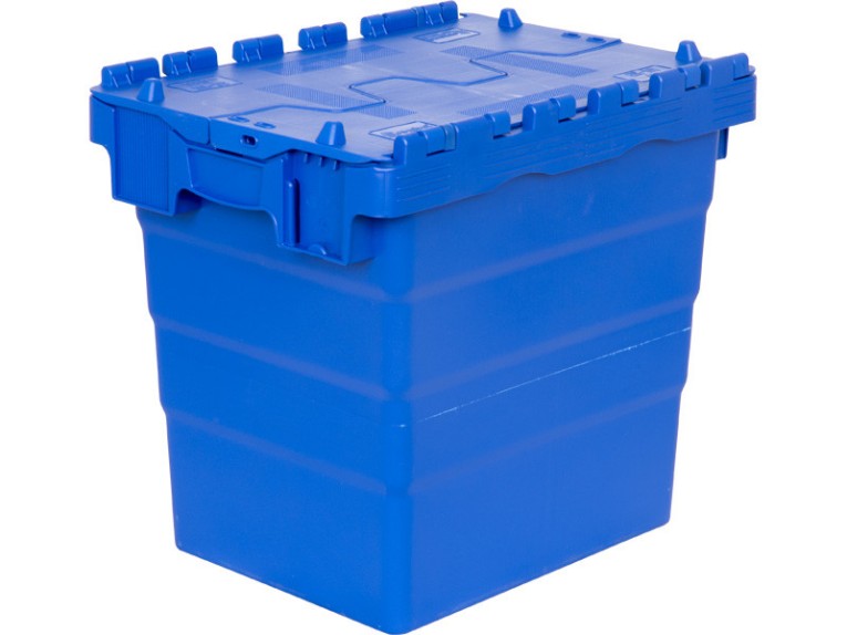 Ящик 400х300х356 сплошной, с крышкой синий купить в Кемерово Ящик 400х300х356 сплошной, с крышкой синий купить в Кемерово