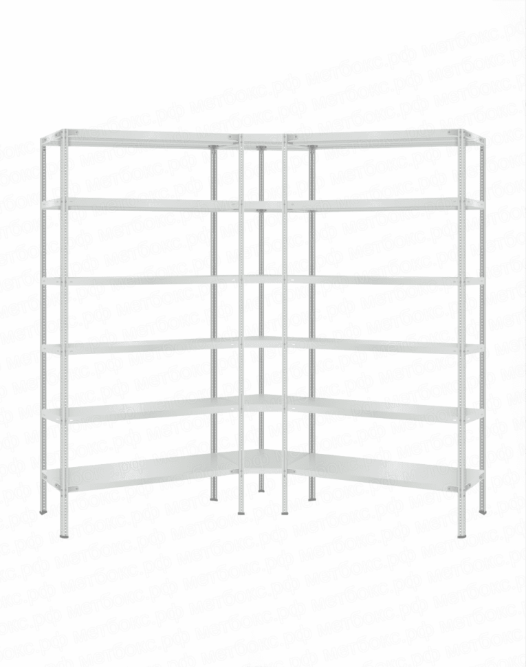 Стеллаж угловой 2000х1500х1500 (6 ярусов глубиной 300мм) купить в Кемерово Стеллаж угловой 2000х1500х1500 (6 ярусов глубиной 300мм) купить в Кемерово