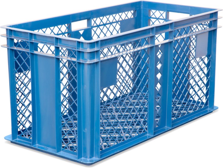 Ящик 800х400х410 перфорированный синий для перевозки живой птицы купить в Кемерово