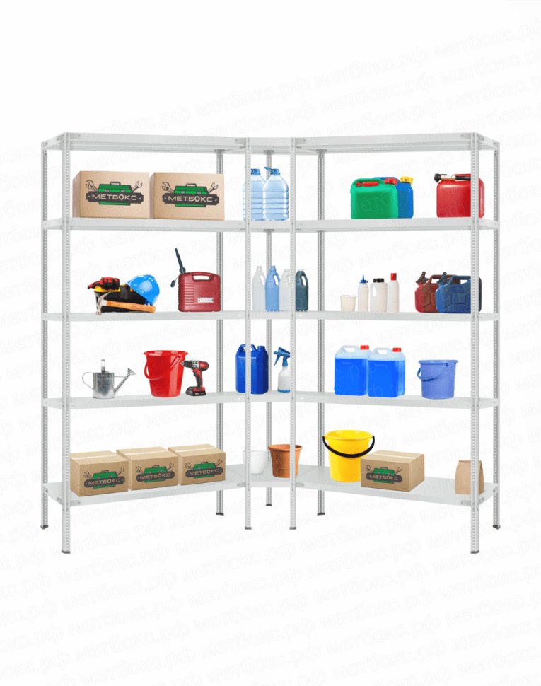 Стеллаж угловой 2000х1600х1600 (5 ярусов глубиной 400мм) купить в Кемерово Стеллаж угловой 2000х1600х1600 (5 ярусов глубиной 400мм) купить в Кемерово