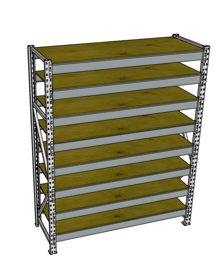 Стеллаж грузовой СГР 2000x900x400 8 полок (фанера) купить в Кемерово
