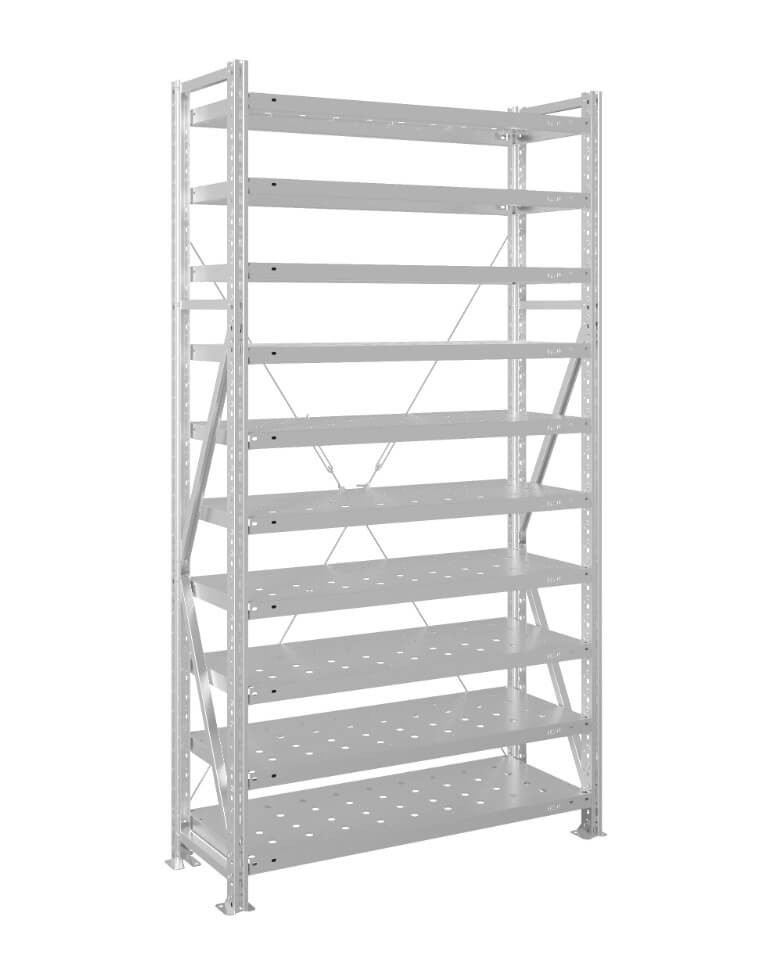 Стеллаж MS U 2000x1200x600 10 полок (400 кг, перф) купить в Кемерово