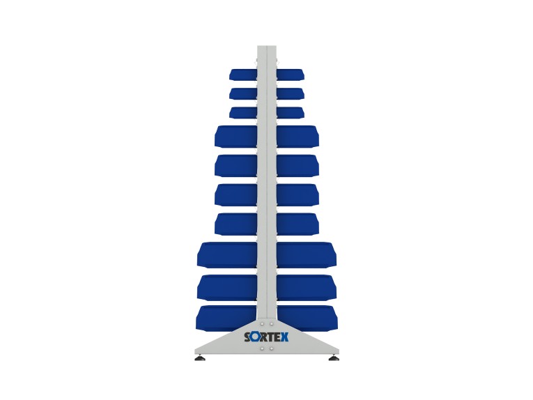 Стеллаж для пластиковых лотков SORTEX двухсторонний 1800x1000x800.05 купить в Кемерово