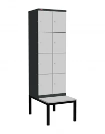 Шкаф-локер ДиКом УНО-324, корпус RAL 7016, двери RAL 7038, с подставкой-скамейкой ДСП