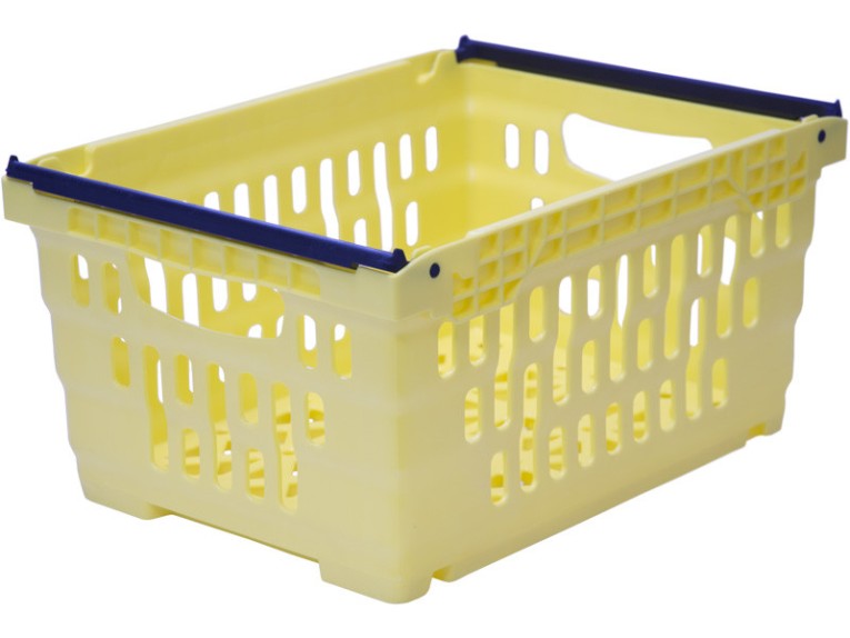 Ящик 400х300х200 со складываемыми ручками жёлтый купить в Кемерово Ящик 400х300х200 со складываемыми ручками жёлтый купить в Кемерово