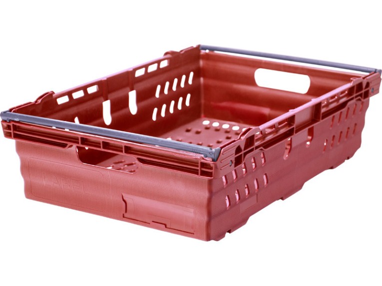 Ящик 600х400х167 со складываемыми ручками красный купить в Кемерово Ящик 600х400х167 со складываемыми ручками красный купить в Кемерово