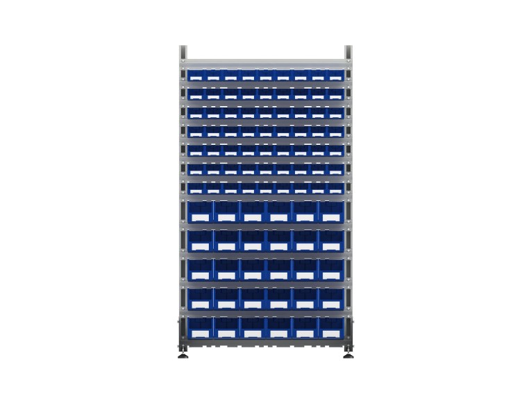 Стеллаж для пластиковых лотков SORTEX односторонний 1800x1000x450.04 купить в Кемерово Стеллаж для пластиковых лотков SORTEX односторонний 1800x1000x450.04 купить в Кемерово