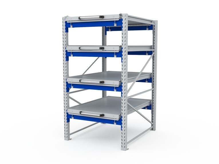 Стеллаж с выкатными платформами S-HEAVY 1000/900 (4 яруса хранения) купить в Кемерово Стеллаж с выкатными платформами S-HEAVY 1000/900 (4 яруса хранения) купить в Кемерово